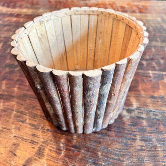 Vintage Rustic Wooden Plant Pot Cover - Picture 3 of 7